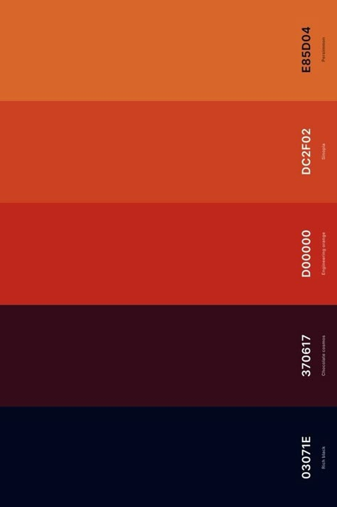 Orange Black Palette, Basketball Color Palette, Black And Orange Color Palette, Red Orange Palette, Black And Orange Room, Orange And Black Color Palette, Black Color Palettes, Red Color Pallets, Color Palettes With Names