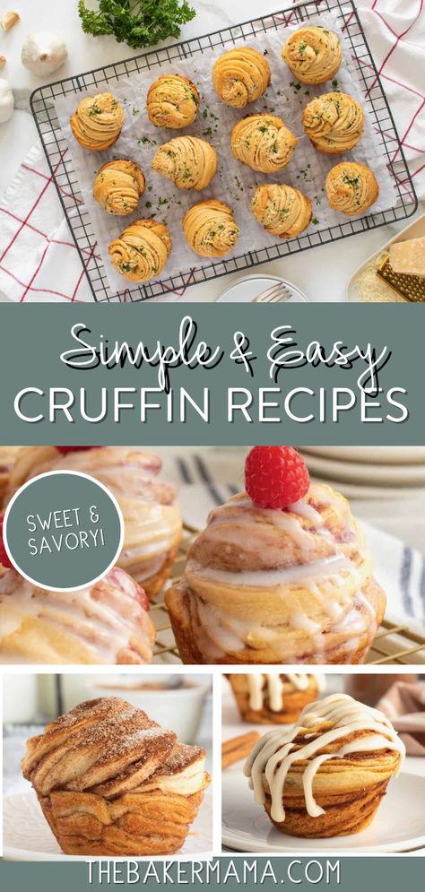 Homemade Cresants Roll Recipes, Chocolate Chip Cruffins, Puff Pastry In Muffin Tins, Cruffins Recipe Easy From Scratch, Cruffins With Crescent Rolls, Cruffins With Puff Pastry, Puff Pastry Muffins, Cruffins Recipe Easy, Cresent Roll Breakfast