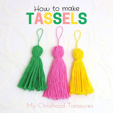 how to make tassels How To Make A Large Tassel, How To Tassel, Tassel Curtains Diy, How To Make A Tassel With Twine, Ribbon Tassels Diy, Crochet Tassels, Make Tassels, Diy Tassels, Tassel Making