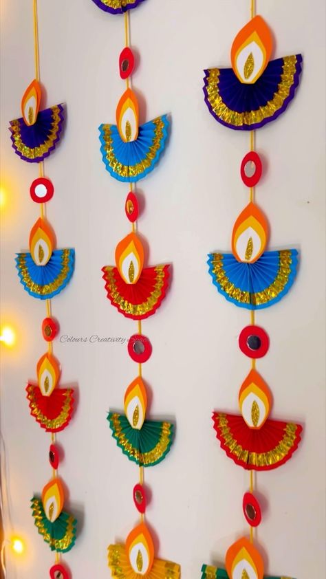 Colours Creativity Space | 🪔Diya wall Decor/ Holder From Paper / Diwali Decor DIY 19 Easy Diwali decoration from paper Diwali background decoration Diwali diya… | Instagram Paper Diya, Diwali For Kids, Diya Decoration Ideas, Diwali Background, Diwali Diya Decoration, Elephant Wall Hanging, Diy Canvas Art Easy, Cardboard Craft, Door Hanging Decorations