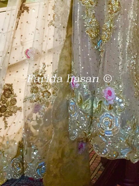 Farida hassan Farida Hasan, Mehndi Outfits, Semi Formal Wedding, Formal Wear Women, Punjabi Outfits, Cutwork Embroidery, Pakistani Wedding Dresses, The Senses, Wedding Preparation