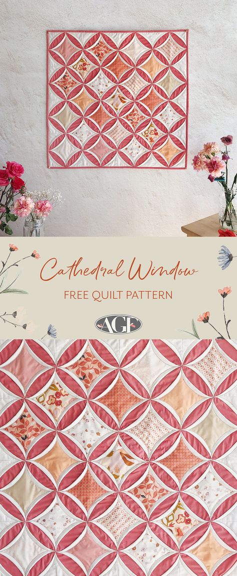 Quilting Cathedral Windows, Open Window Quilt Pattern, Cathedral Window Quilt Patterns, Three Step Quilt Pattern Free, Faux Cathedral Window Quilt Pattern, Cathedral Quilt Block, Cathedral Windows Quilt Pattern, Cathedral Window Quilt Pattern Free, Cathedral Windows Quilt