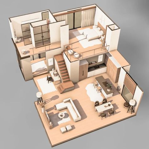 Sims 4 Loft Layout, Sims 4 Houses Loft, Loft Sims 4 House Plans, Sims Loft House, Cute Sims House, The Sims 3 House Ideas, Sims 4 Loft House Layout, Tiny Two Story House, Sims Home Ideas