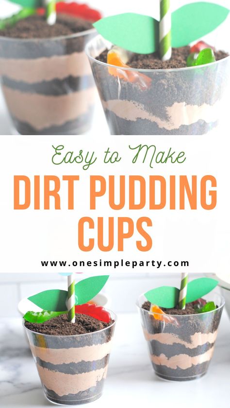 Earth Day Pudding Cups, Worm In Dirt Dessert, Worms In Dirt Cups, Dirt In A Cup Dessert, Edible Dirt Cups, Garden Pudding Cups, Gummy Worms In Dirt, Dairy Free Dirt Cups, Earth Day Dirt Cups