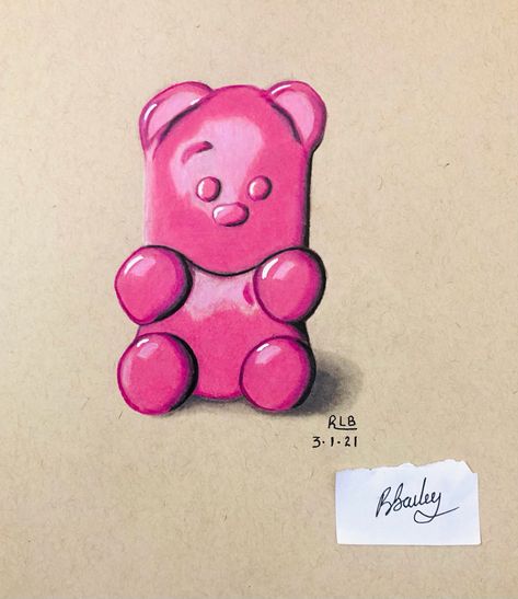 Gummy Bear Drawing, Prismacolor Art, Bear Drawing, Celebrity Drawings, Gummy Bear, Beginner Painting, Creative Drawing, Art Workshop, Realistic Drawings