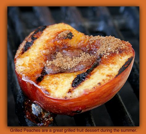 Peaches, Pineapple, and even Bananas are great on the grill. Add some sweet sauce or vanilla ice cream and you have a different dessert than you would serve during most of the year. Desserts On The Grill, Grilled Peaches Balsamic, Grilled Peaches Recipe, Honey Whipped Cream, Brown Sugar Peaches, Balsamic Glaze Recipes, Grilled Desserts, Grilled Steak Recipes, Healthy Grilling Recipes