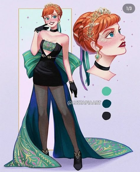 Luz Tapia Art, Modern Disney Princess, Designer Disney, Disney Characters Costumes, Princesas Disney Anime, Modern Disney Characters, Disney Princess Artwork, Disney Princess Fan Art, Disney Princess Modern