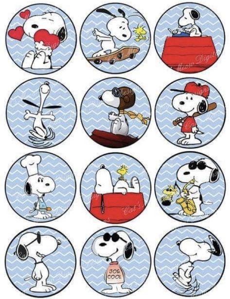 Monsters Inc Characters, Snoopy Party, Snoopy Birthday, Sticker Design Inspiration, Blue Cupcakes, Friendship Party, Edible Printing, Charlie Brown And Snoopy, Peanuts Gang