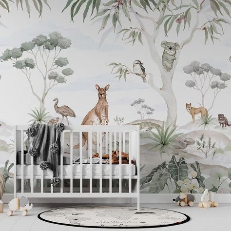 Les Petits on Instagram: "🌟New In! How beautiful are these wall murals by Munks & Me? We particularly love the Australian one, perfect for transforming a nursery into a faraway land. To order any Munks & Me mural, please contact lauren@lespetits.fr ✨" Kindergarten Wallpaper, Party Girlande, Animal Mural, Australia Animals, Jungle Wallpaper, Australian Animals, Nursery Wallpaper, Beautiful Stories, Wallpaper Mural