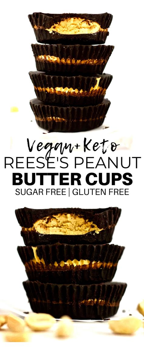 These Keto Vegan Reese's Peanut Butter cups are totally amazing! They taste JUST like the real thing! They're also gluten-free, sugar-free, low-carb & dairy-free. Reese Cups, Vegan Peanut Butter Cups, Tartiflette Recipe, Reese's Peanut Butter Cups, Keto Baking, Vegan Halloween, Keto Vegan, Vegan Kids, Sugar Free Low Carb