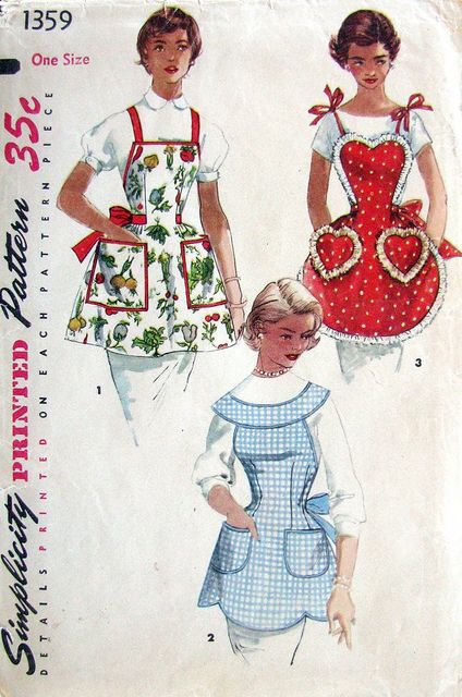 Simplicity 1359 | Flickr – Compartilhamento de fotos! Bib Apron Pattern, 1950s Apron, Vintage Apron Pattern, Blouse Peplum, Diy Apron, 1950s Sewing Patterns, Patron Vintage, Vogue Vintage, Hostess Apron