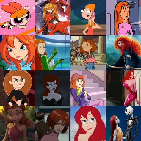 Halloween Ginger Hair Costume Women, Famous Red Heads Characters, Cherry Red Hair Halloween Costumes, Ginger Cosplay Ideas, Ginger Halloween Ideas, Cartoons With Red Hair, As Told By Ginger Costume, Iconic Red Hair Characters, Redhead Costumes Women