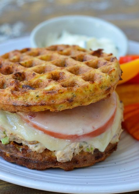 Tuna Melt Chaffle Sandwich - The Best Keto Recipes Tuna Chaffle, Chaffle Sandwich, Waffle Bowl Maker, Keto Tuna Salad, Keto Cabbage, Protein Sandwich, Tuna Salad Ingredients, The Best Keto Recipes, Cheesy Chicken Casserole