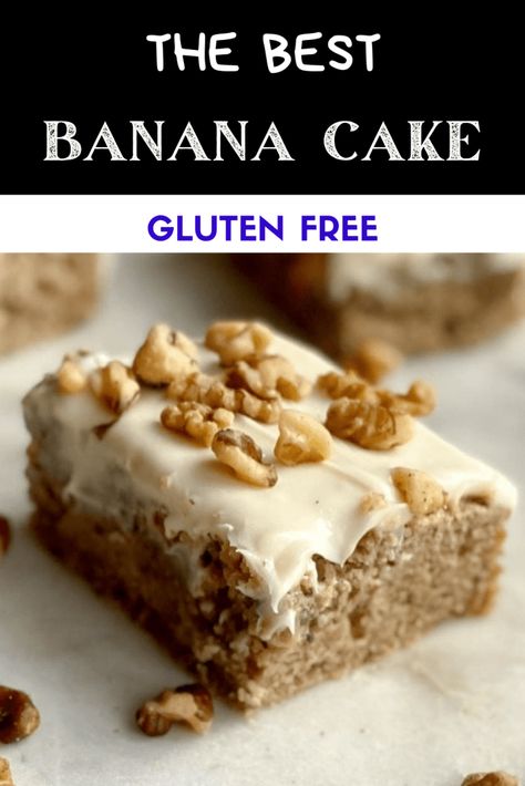 Banana Flavored Cake, Gluten Free Banana Cake, Potluck Dessert, Banana Walnut Cake, Banana Cake Recipe Easy, Dairy Free Cream Cheese, Banana Dessert Recipes, Banana Cake Recipe, Best Gluten Free