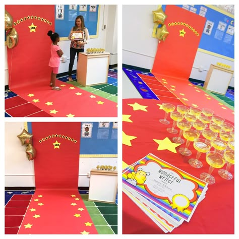 Mrs. Ricca's Kindergarten: I'm back...and I've got BIG news! Kindergarten Awards Ceremony, Kindergarten Celebration Ideas, Publishing Party, Preschool Graduation Theme, Kindergarten Awards, Vpk Graduation, Kindergarden Graduation, End Of The Year Celebration, Hollywood Theme Classroom