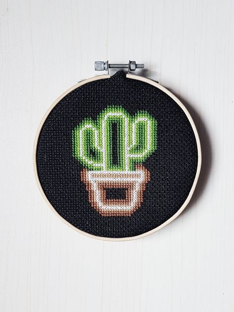 Neon Cactus, Cactus Cross Stitch, Block Patterns, Embroidery Craft, Pattern Blocks, Cross Stitch Embroidery, Stitch Pattern, Embroidery Stitches, Pixel Art