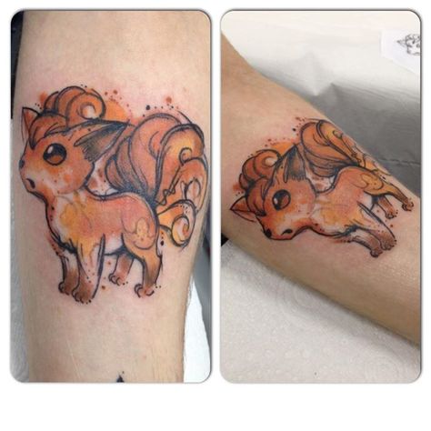 Vulpix watercolour by Josie Sexton @ The Festival Shop, Middlesbrough UK - Imgur Pictures Of Tattoos, Satanic Tattoos, Koi Tattoo Design, Nerdy Tattoos, Gamer Tattoos, Throat Tattoo, Knuckle Tattoos, Paw Tattoo, Sugar Skull Tattoos