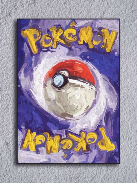 Pokemon Oil Painting, Pokémon Painting Ideas, Pokeball Painting, Pokemon Acrylic Painting, Video Game Painting, Pokemon Canvas Painting, Gamer Painting, Pokémon Painting, Pokeball Art