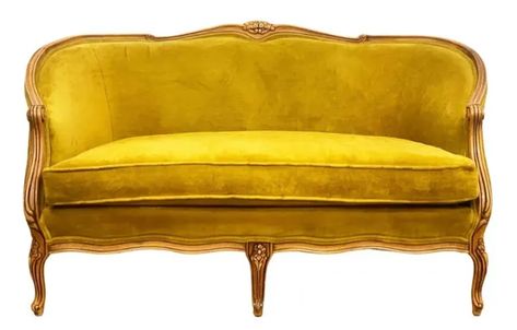 Cyrus Settee | Showit Blog Antique Settee, Rental Decorating, Mustard Color, Settee, Lounge Areas, Luxury Furniture, French Country, Fall Wedding, Family Room