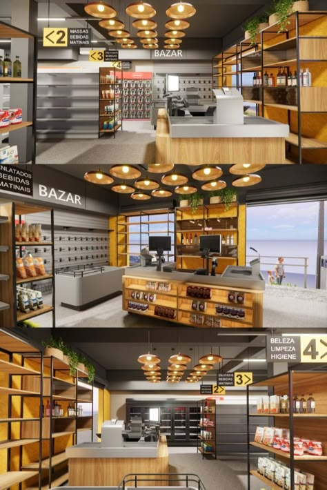 design-de-supermercado Convenience Store Design Interiors, Supermarket Design Interior, Mini Store, Automotive Shops, Grocery Store Design, Retail Store Interior Design, Supermarket Design, Retail Store Interior, Store Design Interior