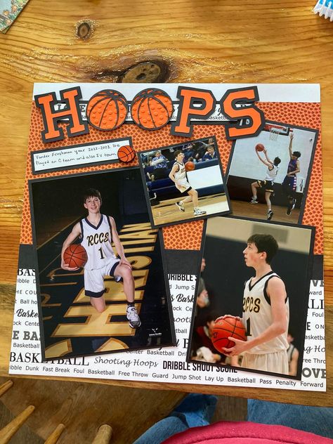 Senior Scrapbook Ideas, Basketball Team Pictures, Center Basketball, School Memories Scrapbook, Senior Night Posters, Scrapbooking Sports, Anniversary Scrapbook, Senior Football, Scrapbook Pictures