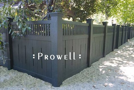 Custom Wood Garden Fence #1, by Prowell Woodworks, inc Exterior Backyard, Fence Backyard, Wooden Fence Panels, Log Bench, Black Fence, Wood Exterior, Backyard Fence, Front Fence, Brick Fence