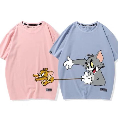 Couple Design Tshirt, Tom And Jerry Couple, Ladies Tshirt, Couple Design, Tom Jerry, Design Tshirt, Matching Tees, Tom And Jerry, Cartoon Wallpaper