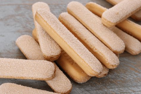 Sponge Fingers (Lady Fingers) - Simple Home Cooked Recipes How To Make Lady Fingers, Sponge Fingers Recipe, Lady Finger Cookies Recipe, Lady Fingers Recipe Tiramisu, Homemade Lady Fingers For Tiramisu, Lady Fingers Recipe, Lady Finger Cookies, Finger Cookies, Lady Fingers