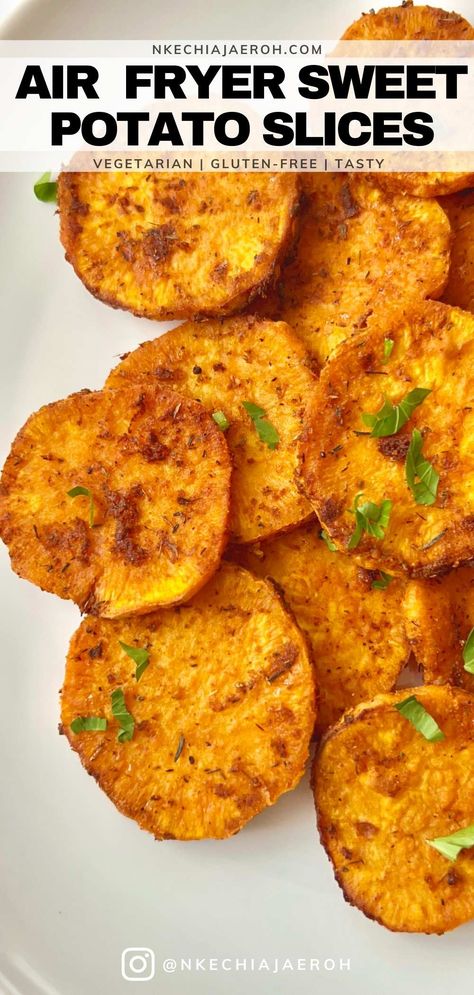 Air Fryer Sweet Potato Slices (Sweet Potato Rounds) Potato Slices In Air Fryer, White Sweet Potato Recipes, Sweet Potato Recipes Air Fryer, Sweet Potato Easy, Potato Recipes Air Fryer, White Sweet Potato, Sweet Potato Rounds, Potato Rounds, Sweet Potato Sides