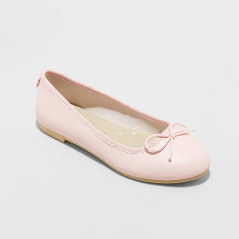 Dress up your little one in cute style in these Diana Slip-On Ballet Flats from Cat & Jack™. These slip-on ballet flats feature a soft upper, and they're designed with a memory foam insole for extra cushioning and comfy walking. Featuring a closed-toe design, these medium-width ballet flats feature a front bow on a solid upper for added flair. Help them pair these with various dresses for cute styling. Cat & Jack™: Classics with an imagination of their own. Coquette Shoes, Pink Ballet Flats, Kids Flats, Girls Flats, Pink Flats, Cute Flats, Zipper Boots, Pink Shoes, Pretty Shoes