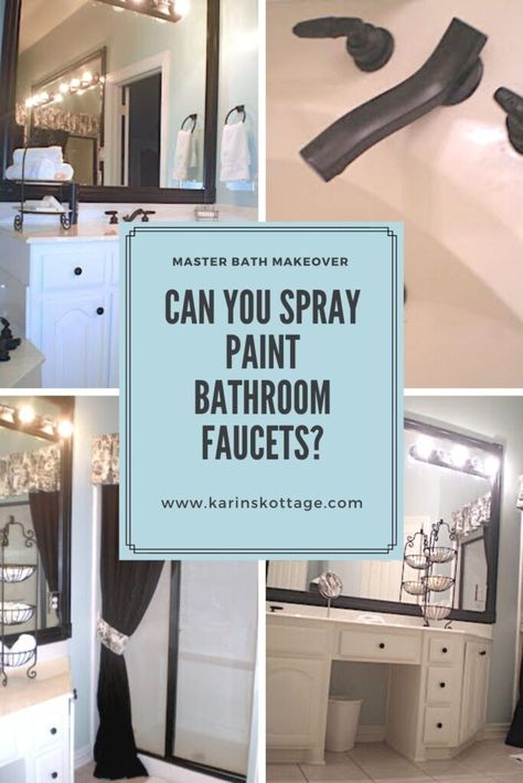 Can you Spray Paint Bathroom faucets?...Oh yes you can! - Karins Kottage Spray Painting Light Fixtures, Shade Tutorial, Painting Light Fixtures, Roman Shade Tutorial, Paint Bathroom, Bathroom Faucets Black, Painting Bathtub, Bath Makeover, Earthy Home Decor