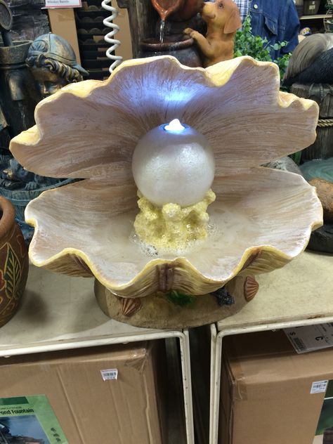 Pearl clam indoor water light flowing water Clam Clay Sculpture, Pearl Shell Drawing, Clam With Pearl, Pearl Clam, Pearl Ceramic, Clam Pearl, Underwater Room, Bath Pearls, Giant Clam Shell