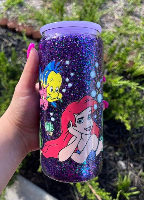 Little Mermaid Snowglobe Cup Ariel Iced Coffee Glass Coffee Glass Cute Glass Cup Coffee Addicts Tumbler Cup With Lid 16 Oz - Etsy Double Wall Glass Cup, Globe Tumbler, Snow Globe Tumbler, Mermaid Glass, Double Wall Glass, Shattered Glass, Cup With Lid, Extreme Heat, Cup Coffee