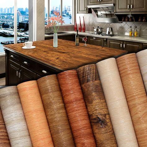 Wallpaper Kitchen, Wood Adhesive, Living Room Door, Sticky Paper, Kitchen Cabinet Door, Diy Wallpaper, Bed In Living Room, Kitchen Wallpaper, Door Stickers