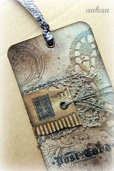 Shabby Chic Tags, Homemade Tags, Tim Holtz Tags, Scrapbook Tags, Artist Trading Card, Tim Holtz Cards, Journal Tags, Halo Halo, Mixed Media Tags