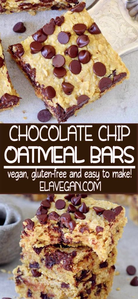 Chocolate Chip Oatmeal Bars, Oatmeal Chocolate Chip Bars, The Best Oatmeal, Cookies Healthy, Chocolate Oatmeal Cookies, Chocolate Chip Bars, Vegan Oatmeal, Healthy Chocolate Chip, Oatmeal Chocolate Chip