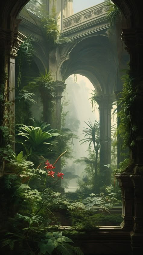 Jungle Castle, Pond Aesthetic, Surreal Flowers, Minecraft Castle, Roman City, Abandoned Castles, Art Surreal, Surrealism Art, Bloxburg Ideas