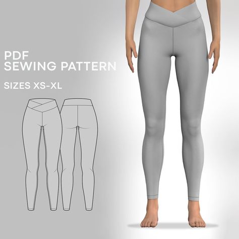 Free Leggings Sewing Pattern, Leggings Pattern Free, Sports Wear Fashion Illustration, Sewing Leggings, Legging Pattern, Gym Fashion Women, Leggings Sewing Pattern, Sewn Clothes, Outfit Patterns