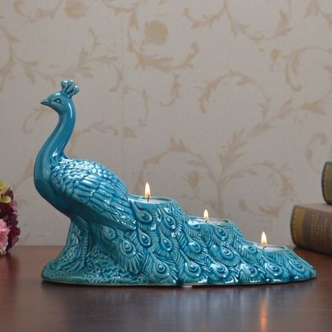 Peacock Candle, Cheap Ornaments, Accessories Ceramic, Peacock Crafts, Ornaments Ceramic, Peacock Wall Art, Peacock Theme, Peacock Colors, Smart Tiles