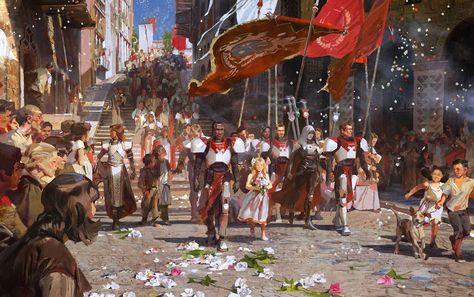 Parade from Destiny 2 Jaime Jones, Craig Mullins, Destiny Art, Jamie Jones, Entertainment Business, Destiny 2, Fantasy City, Fantasy Setting, Fantasy Concept