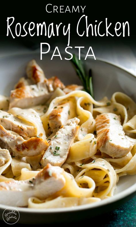 This Creamy Rosemary Chicken Pasta is a simple weeknight meal that is still fancy enough to serve when you have guest coming for dinner. If you are looking for dinner ideas for the whole family then this easy chicken pasta dish will be your new favourite comfort food. #chickenpasta #rosemarychicken #creamychicken Chicken Pasta Recipes Creamy, Rosemary Chicken Pasta, Easy Chicken Pasta Dishes, Easy Fancy Dinner Recipes, Pasta Recipes Creamy, Chicken Pasta Dish, Creamy Chicken Pasta Recipes, Chicken Pasta Dishes, Resep Pasta