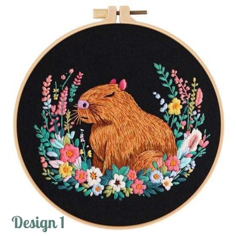 Capybara Craft, Capybara Embroidery, Capybara Gifts, Gift Embroidery, Beginner Embroidery, Beginner Embroidery Kit, Diy Embroidery Kit, Stitch Guide, Linen Fabrics