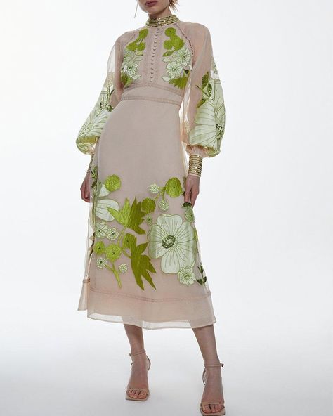 Elegant Floral Print Long Sleeve Maxi Dress Latest Maxi Dresses, Maxi Dress Collection, Mini Dress Fashion, فستان سهرة, Green Midi Dress, Karen Millen, Shop Maxi Dresses, White Fashion, Dress Collection