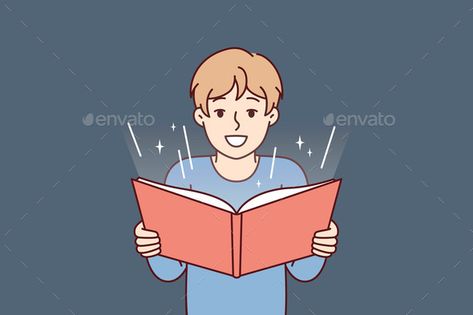 Boy Before Adolescence with Open Book in Hands Preschool Logo, Guys Read, Magical Book, Poster Drawing, Book Drawing, Design Geometric, Open Book, Kids Hands, Modern Graphic Design