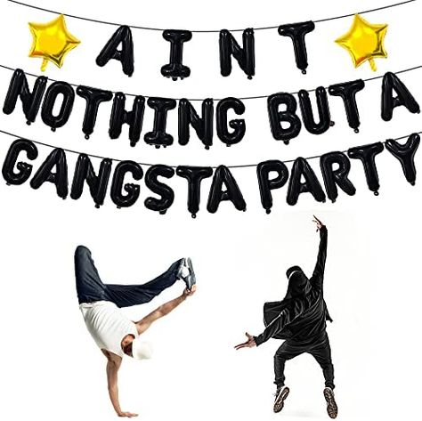 Aint Nothing But A Gangsta Party Theme, Nothing But A Gangsta Party, Party Decorations Black, Dads Birthday, Forty Birthday, Dad Birthday, Foil Balloons, Birthday Party Supplies, Themed Party