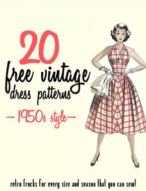 20 Free 1950s Style Dress Patterns | Va-Voom Vintage with Brittany Vintage Dress Patterns 1950s, Style Dress Patterns, Retro Hairstyles Tutorial, 1950s Fashion Dresses, Free Dress, Dress Patterns Free, Vintage Dress Patterns, 1950s Style, Free Dresses