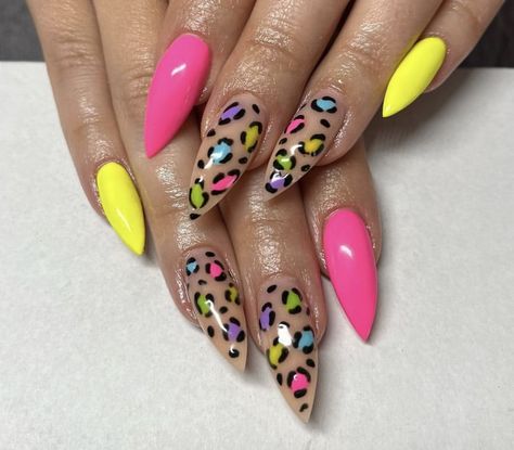 Rainbow Leopard Nails, Neon Leopard Print Nails, Bright Leopard Nails, Neon Cheetah Nails, Colorful Leopard Nails, Bright Leopard Print Nails, Lisa Frank Nail Designs, Colorful Cheetah Print Nails, Neon Animal Print Nails