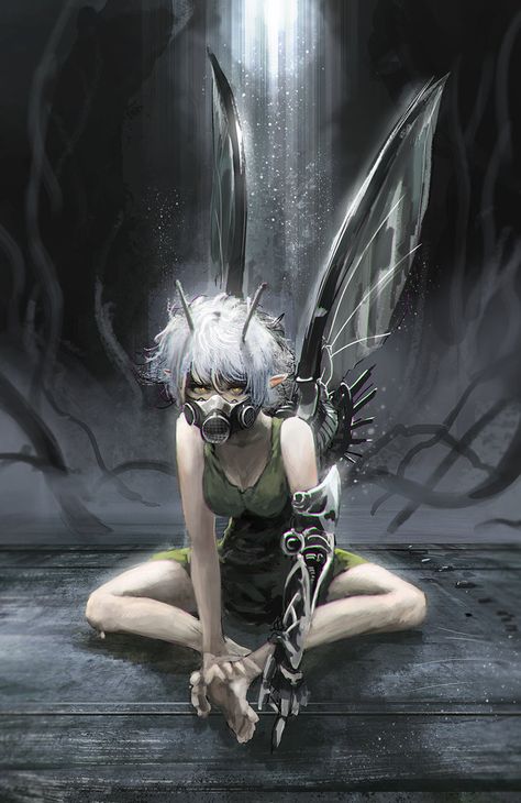 Broken Angel, Interesting Characters, Cyberpunk Aesthetic, Arte Cyberpunk, Art Manga, Oc Ideas, Cyberpunk Art, Fairy Art, Urban Fantasy