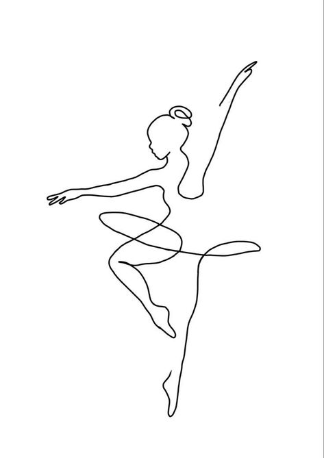 Ballerina Outline Tattoo, Dancer Outline Tattoo, Minimal Dance Tattoo, Dancer Drawing Simple, Line Art Dance, Line Art Ballet, Dance Line Art, Ballerina Line Art, Ballerina Tattoo