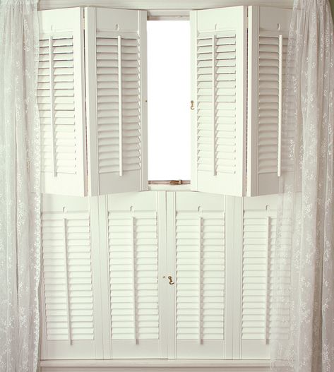 Bifold Shutters, Diy Interior Shutters For Windows, Bifold Shutters For Windows, Diy Louvered Shutters, Bifold Window Shutters, Cafe Shutters Bedroom, Diy Shutters Indoor, Folding Shutters Window Interiors, Bathroom Window Shutter Ideas